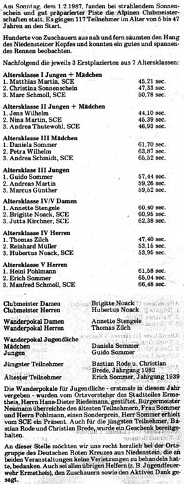 Bericht aus den Niedensteiner Nachrichten - Clubmeisterschaft 1987