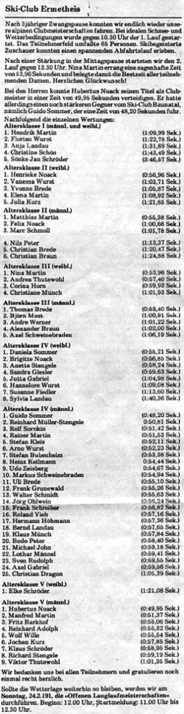 Bericht aus Niedensteiner Nachrichten - Clubmeisterschaft 1991